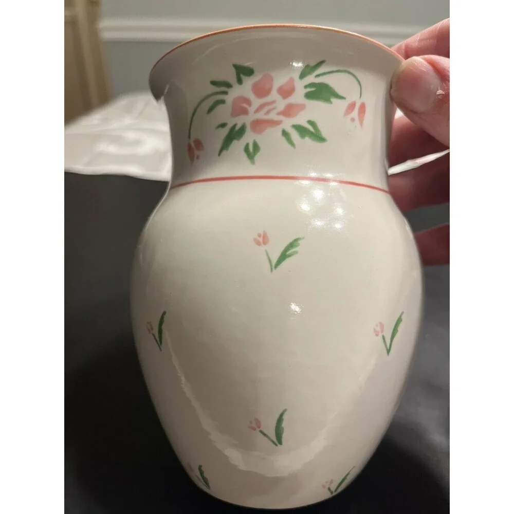 Vtg 1985 Pink Roses Bedside Tumble Up Carafe 2pc Portugal